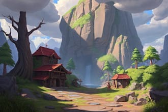 design 2d game concept art background and environment