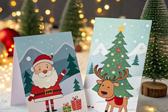 draw christmas illustrations and cards for you