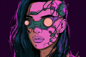 draw you a cyberpunk illustration portrait