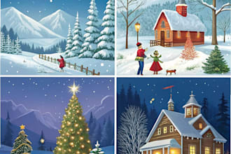 design unique christmas illustrations, cards, and holiday