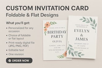 custom invitation card design foldable or standard layout