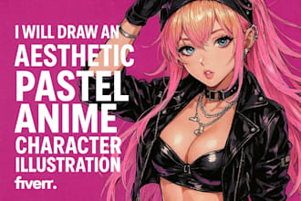 illustrate aesthetic pastel anime character illustrations