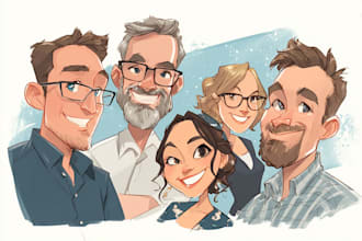 be couple, team ,and group cartoon caricature for you