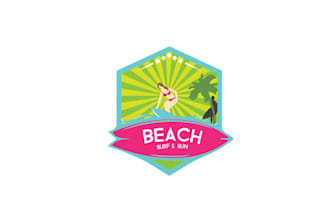 design traditional beach surf and sun logo