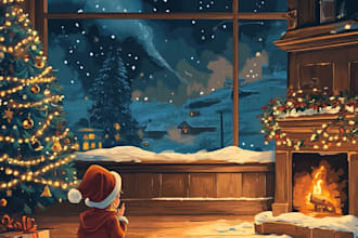 draw and design a christmas family group cartoon