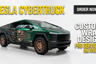 do tesla cybertruck wrap design, truck wrap, van wrap, car wrap or any vehicle