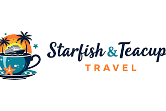 do custom eye catching travel agency tourism hotel resort vacation beach logo