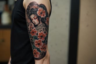 create a japanese style tattoo art
