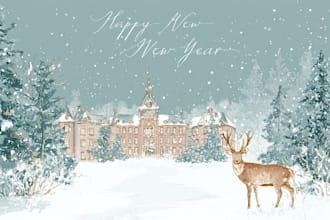 create christmas, greeting cards with hand drawn