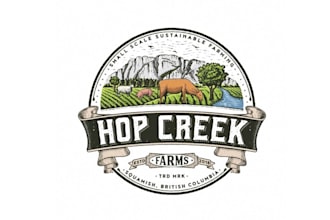 do hop creek agriculture logo for a new small farm operation