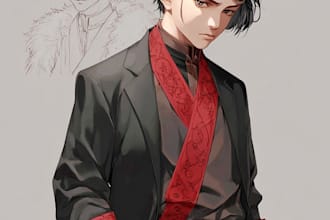 draw hero, mecha, armor, character, concept art or artwork