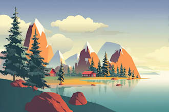 create flat landscape illustration of nature and vector art