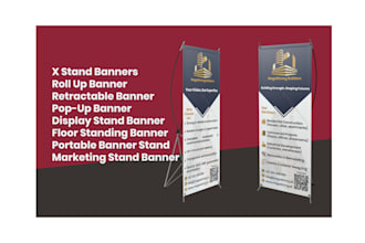 create a modern and attractive x banner design roll up banner