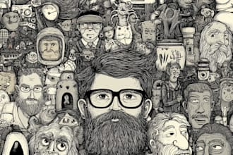 draw line art hand drawn doodle illustration, icons