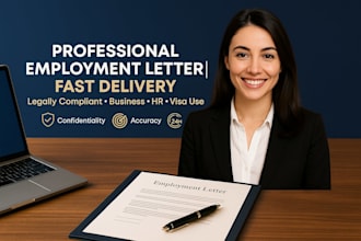 create a professional and legally formatted employment letter for visa or HR use
