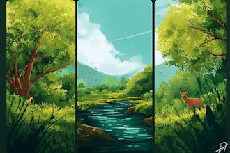 draw a natural landscape and background illustration