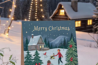 make a christmas illustration and christmas card