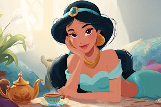 draw disney cartoon illustration for you