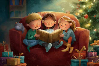 illustrate children book illustration, christian story book and christmas book