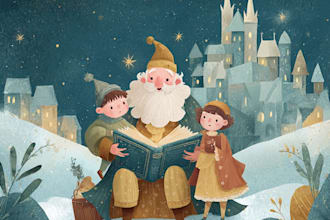 design christmas children story book illustration kids book children book cover