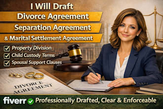 draft divorce agreement, separation agreement and marital settlement agreement