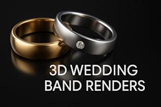 render hyper realistic 3d wedding band product images