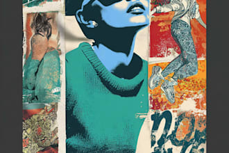 make illustration in distressed retro and pop art style