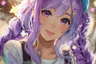 draw anime art illustration, fanart and character design for christmas gift