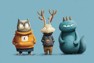 make cute animals illustration and cartoon character