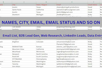 make a list of contacts and find email addresses web scrapping data entry