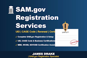 complete sam gov registration uei, cage code, naics, federal contract setup