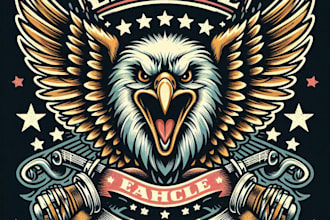 design high quality eagle mascot logo with t shirt design