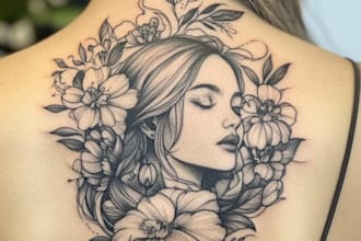 design unique realistic tattoo design for your project