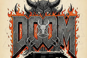 create a unique hand drawn doom logo for your band or project
