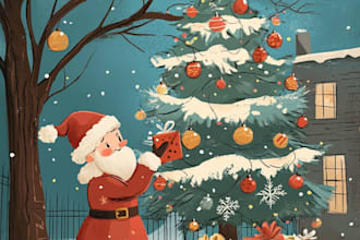 draw furry christmas stickers and festive