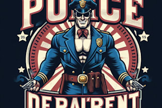 design high quality police officer mascot logo with t shirt design