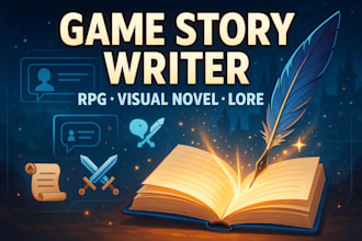 write immersive stories, lore, and dialogue for games, rpgs, and visual novels