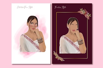 draw detailed and faceless digital portraits for you