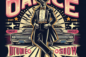 design high quality dance stdio mascot logo with t shirt design