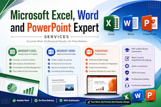 do  microsoft excel, word and ppt assignments, project and modules