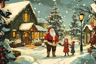 create festive illustrations for christmas, easter, thanks