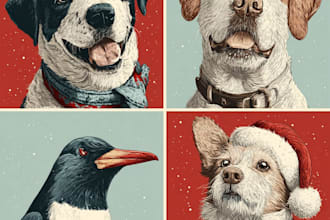 draw christmas pet portrait