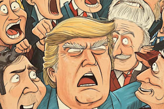 design an political or satirical cartoon