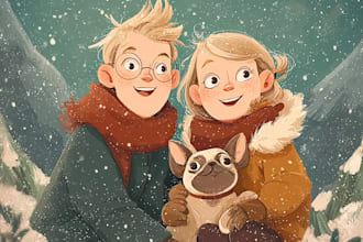 draw christmas couple family or pet portrait