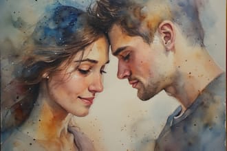 make a custom watercolor portrait of you and your partner