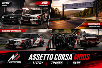create assetto corsa livery, tracks, and car mods