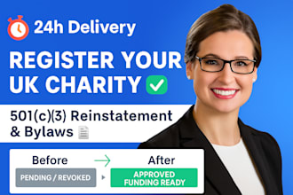 register your UK charity or nonprofit reinstate 501c3 tax exempt in 24 hours