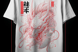 draw a japanese t shirt illustration