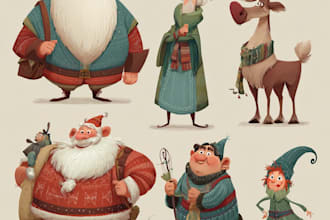 custom cute christmas character illustration