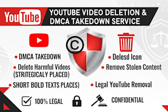 legally delete, remove and takedown youtube channel, video with dmca copyright